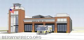 A rendering of the new Berwyn Fire Company fire/EMS station located at 23 Bridge Ave. This will replace a 95 year old facility.